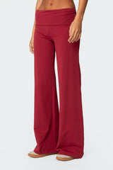 Wide Leg Foldover Trousers