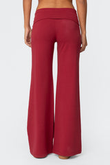 Wide Leg Foldover Trousers