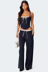Pinstripe Peekaboo Drawstring Trousers