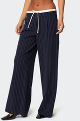 Pinstripe Peekaboo Drawstring Trousers