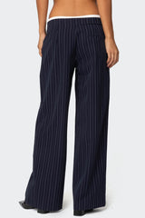 Pinstripe Peekaboo Drawstring Trousers