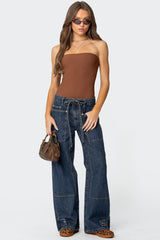 Funky Stitch Low Rise Baggy Jeans