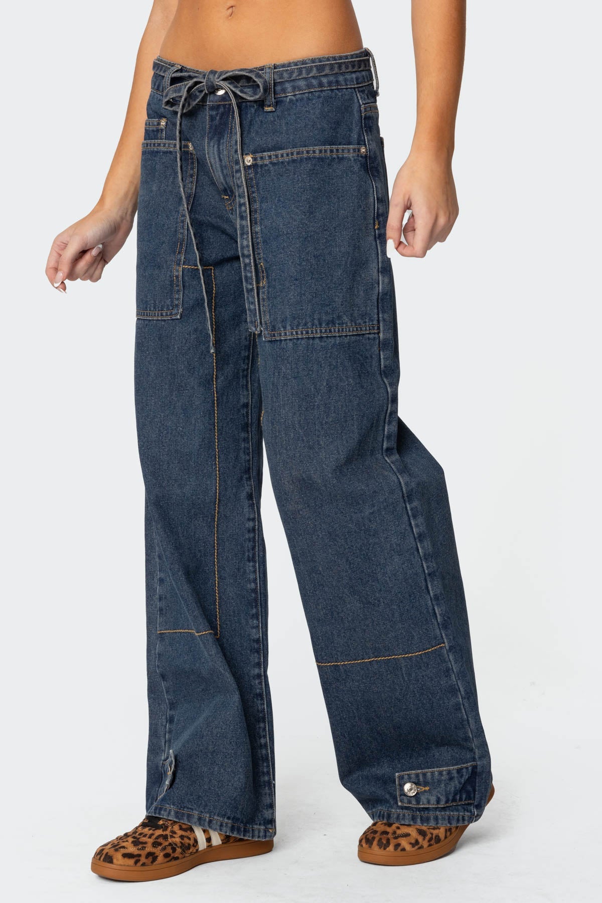 Funky Stitch Low Rise Baggy Jeans