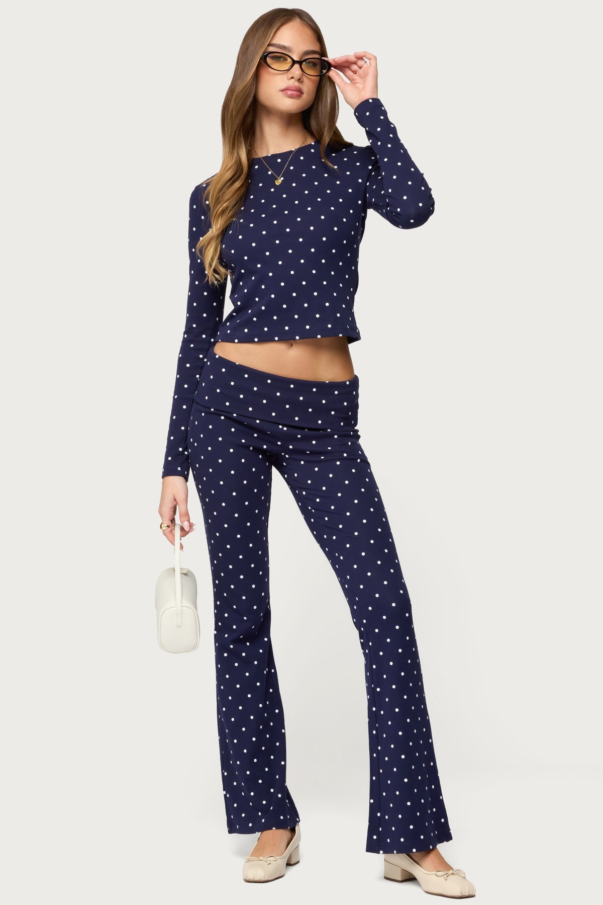 Daliya Polka Dot Fold Over Trousers