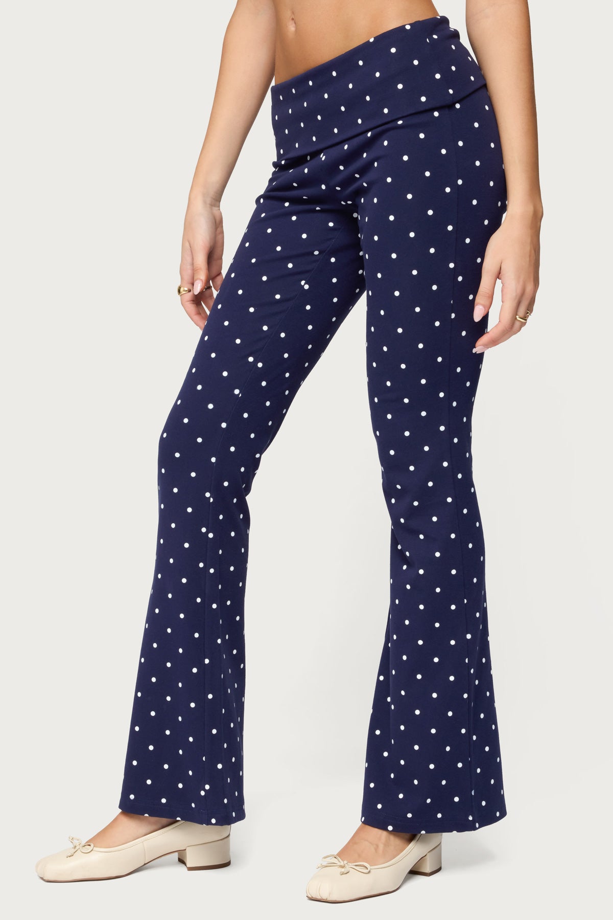 Daliya Polka Dot Fold Over Trousers
