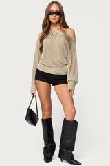 Charlo Off Shoulder Shiny Knit Top