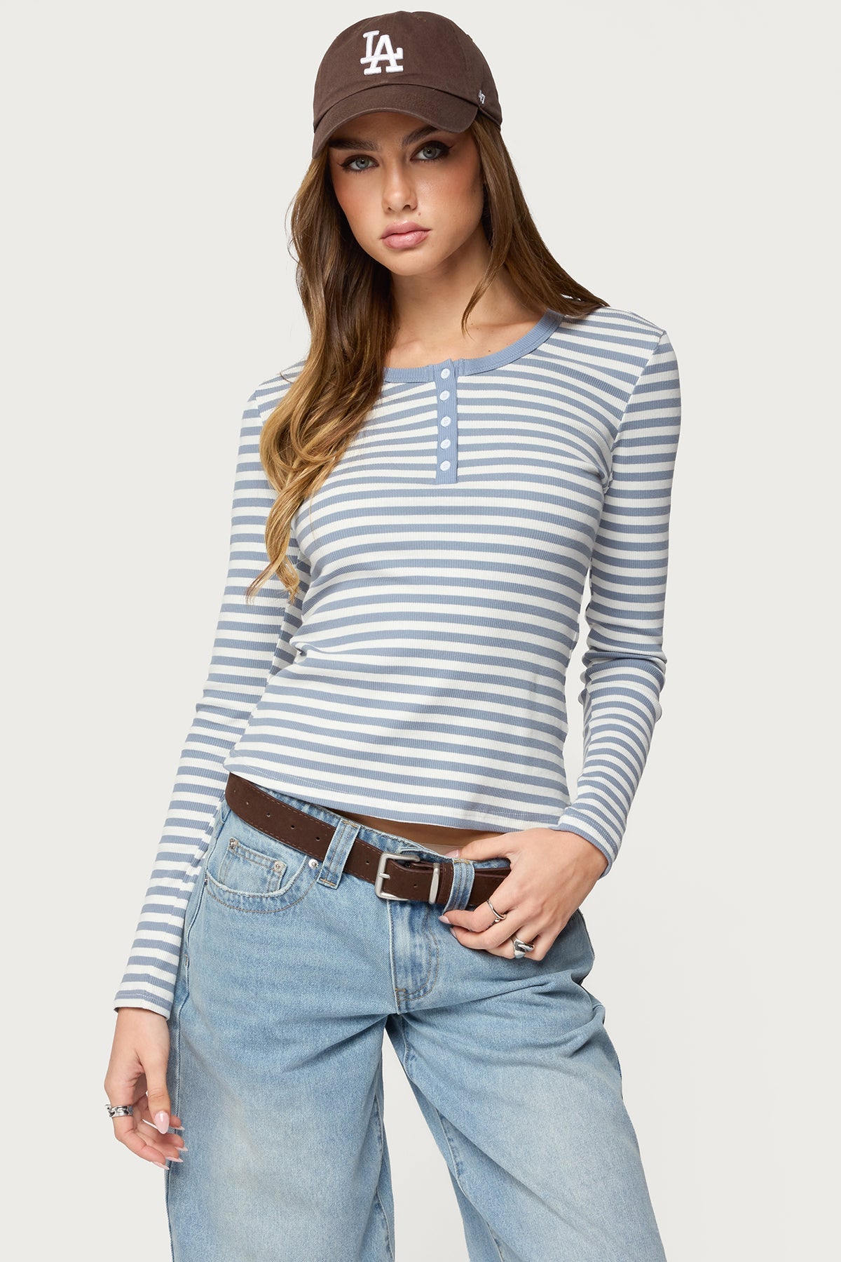 Roma Striped Henley Top