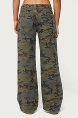 Quincy Studded Low Rise Baggy Jeans