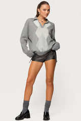 Kati Argyle Oversized Polo Sweater