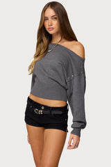 Doro Studded Off Shoulder Sweater