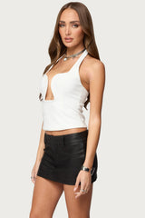 Stassy Abstract Cutout Halter Top