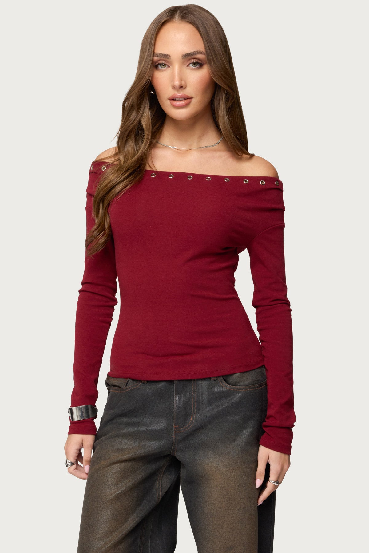 Rebekka Grommet Off Shoulder Top
