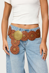 Faux Leather Western Disc Belt