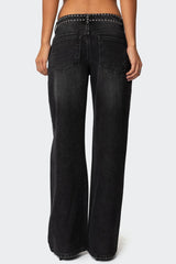 Quincy Studded Low Rise Baggy Jeans