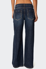 Stassie Studded Low Rise Baggy Jeans