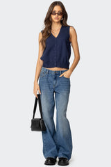 Cam Button Up Knit Tank Top