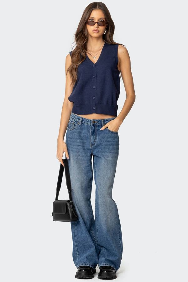 Cam Button Up Knit Tank Top