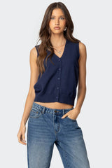 Cam Button Up Knit Tank Top