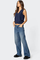 Cam Button Up Knit Tank Top