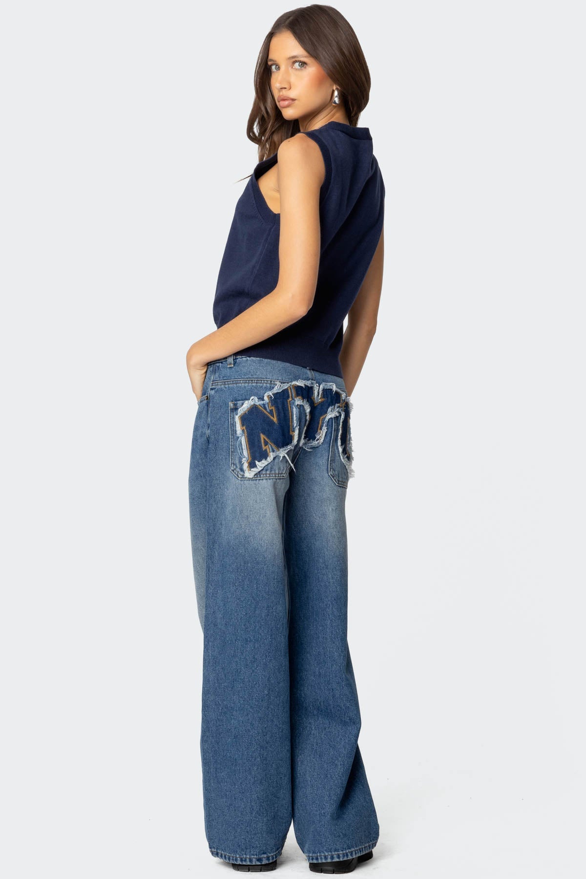 Nyc Washed Low Rise Baggy Jeans