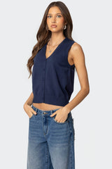 Cam Button Up Knit Tank Top