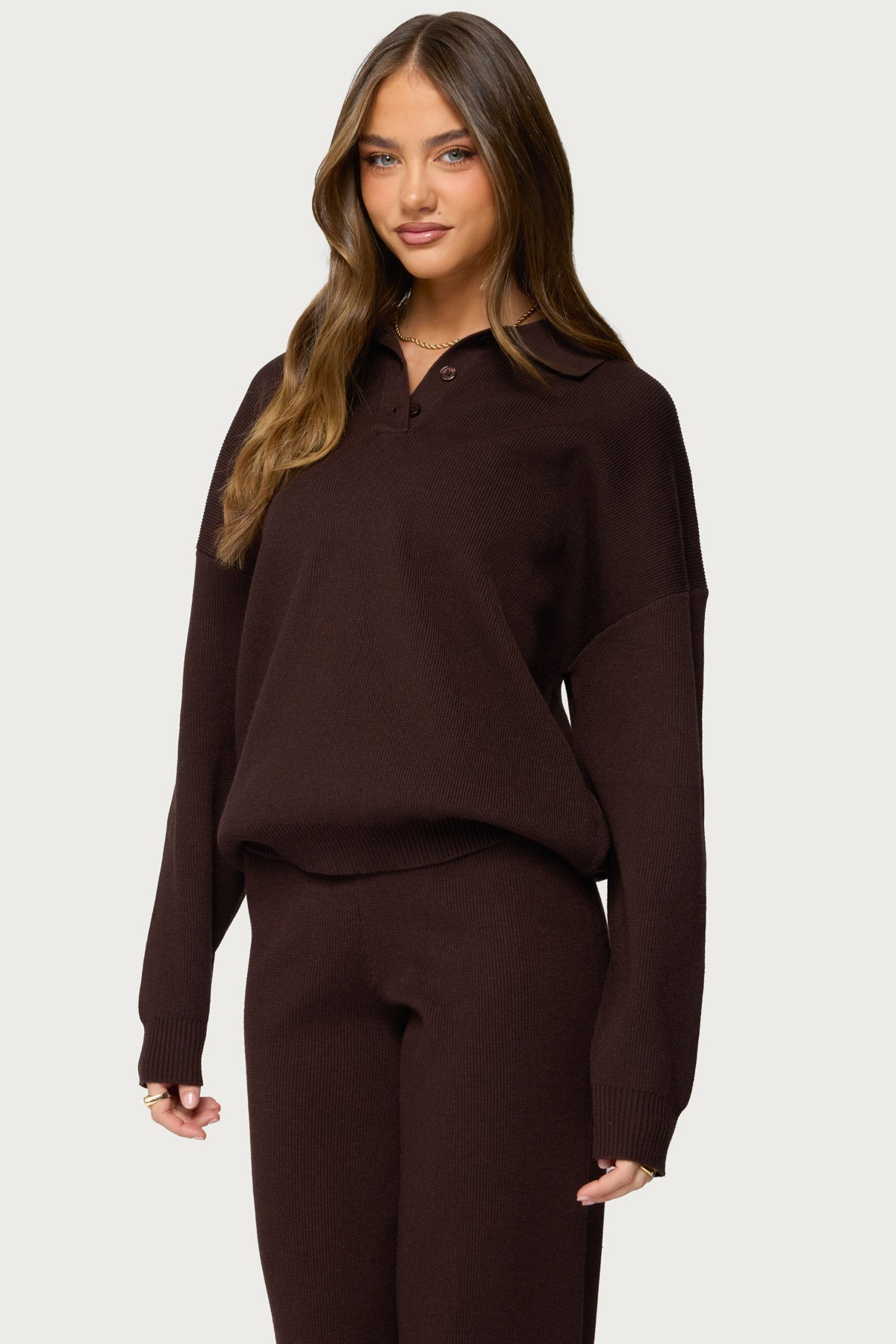 Lorie Oversized Knit Polo Sweater