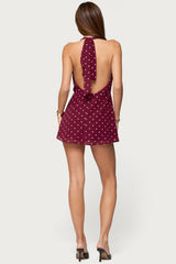 Polka Dot Cowl Neck Mini Dress