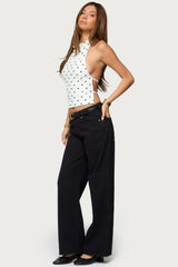 Raiya Polka Dot Backless Halter Top