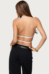 Raiya Polka Dot Backless Halter Top