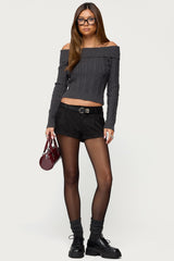 Leta Off Shoulder Cable Knit Sweater