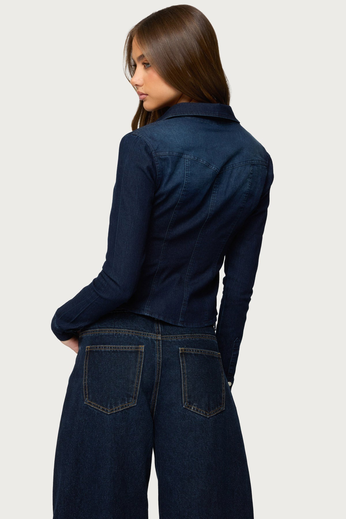 Shylo Stretchy Denim Button Up Shirt