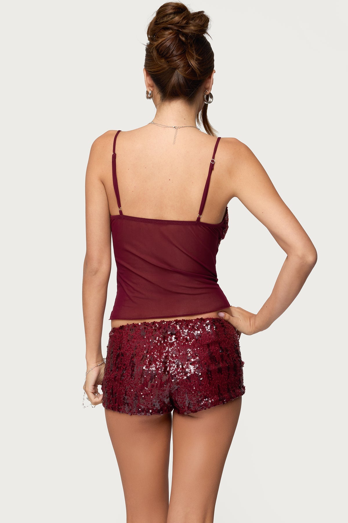 Azelia Beaded Sheer Mesh Top