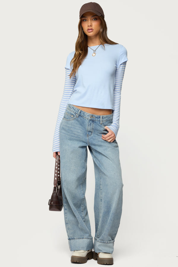 Stripey Layered Long Sleeve T Shirt view 2