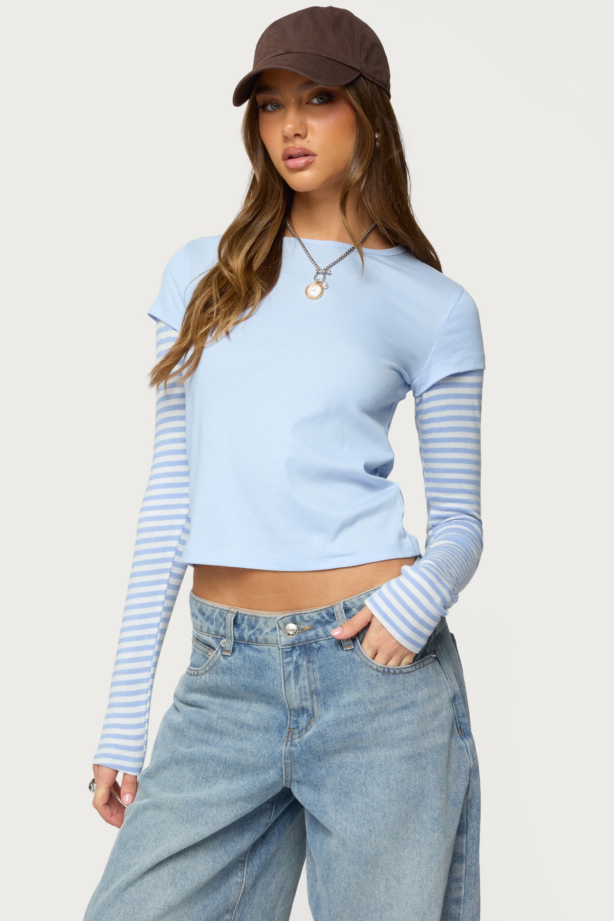 Stripey Layered Long Sleeve T Shirt
