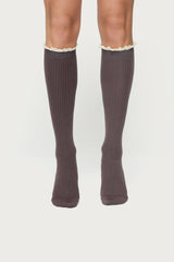 Lacey Ruffle Knee High Socks