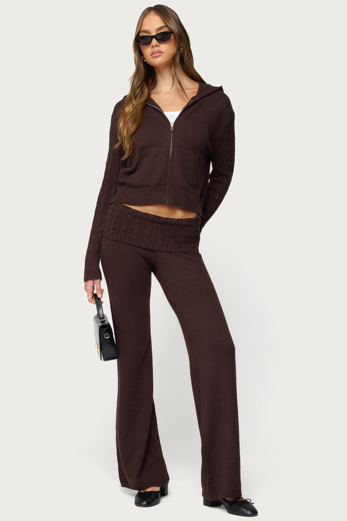 Lula Cable Knit Foldover Trousers