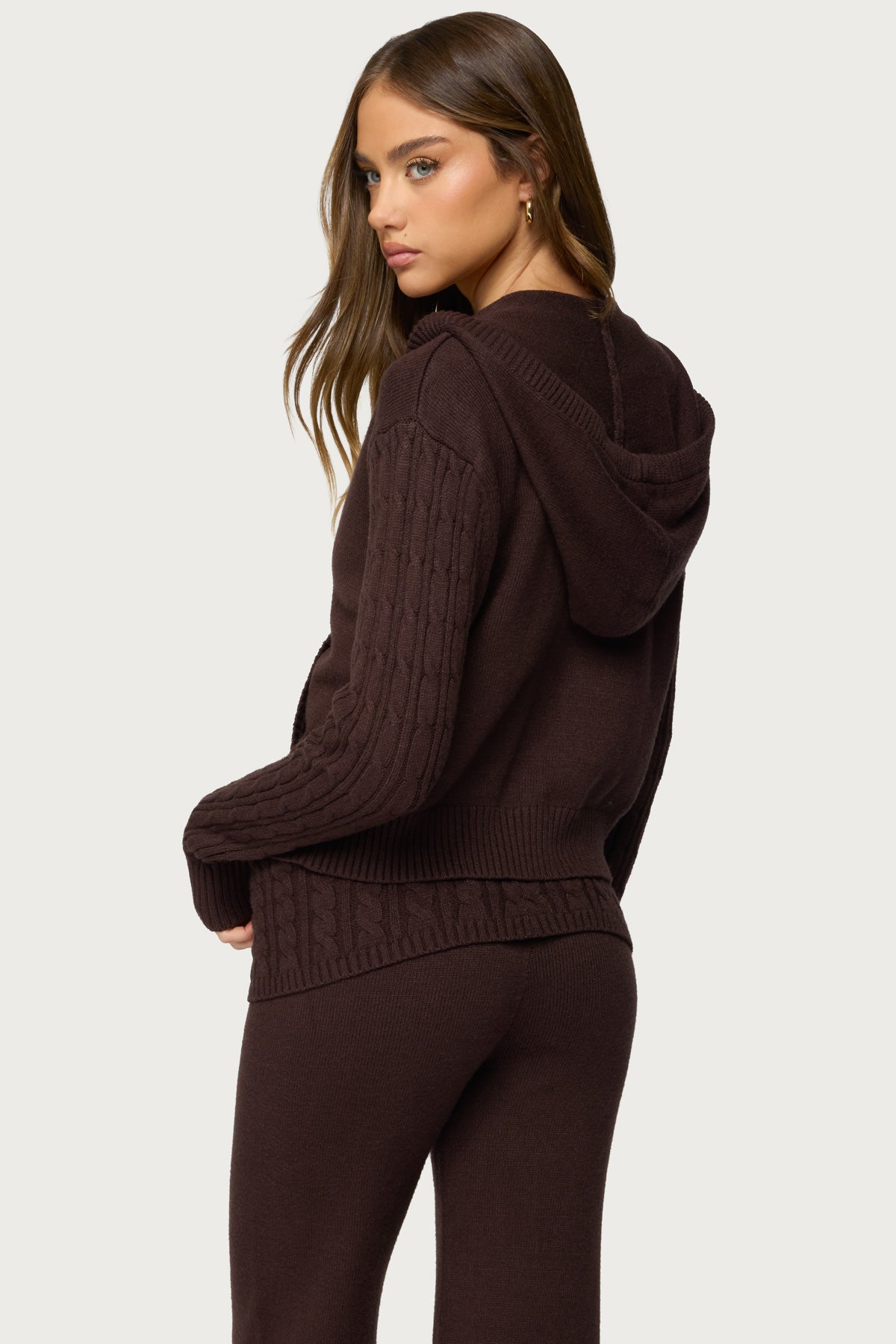 Lula Cable Knit Zip Up Hoodie