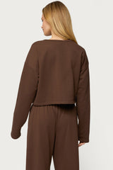 Binah Oversized French Terry Button Up Sweatshirt