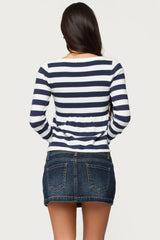 Lockie Striped Knit Babydoll Top