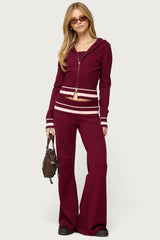 Kaliya Stripey Knit Zip Up Hoodie