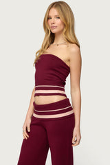 Kaliya Stripey Strapless Knit Top