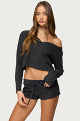 Teddy Cropped Waffle Top