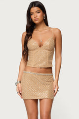 Jenny Beaded Mesh Boned Top