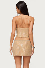 Jenny Beaded Mesh Boned Top