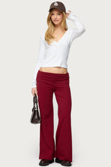 Petite Wide Leg Fold Over Trousers