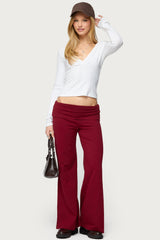 Petite Wide Leg Foldover Trousers