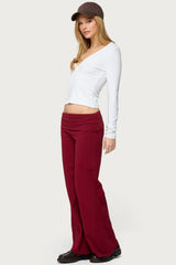 Petite Wide Leg Foldover Trousers