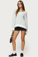 Lila V Neck Cable Knit Sweater