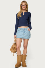 Hadliee Cable Knit Henley Top