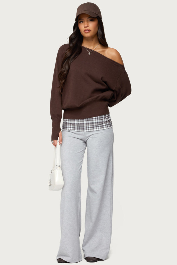 Kimmy Plaid Foldover Waist Trousers view 1
